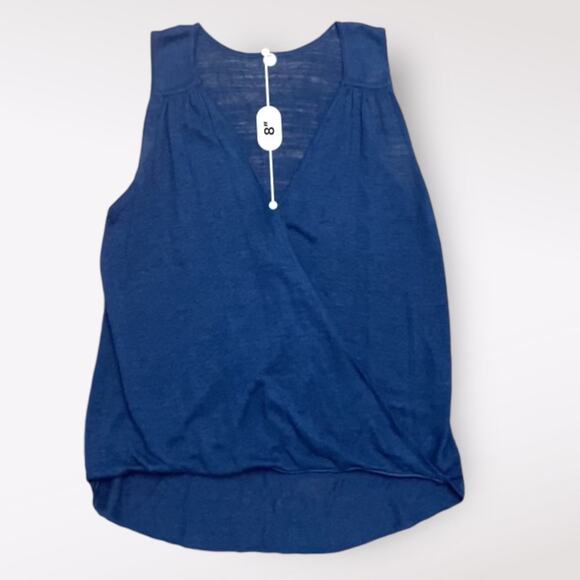 Margaret O’Leary Linen Blend Crossover Tank Womens Size Medium Navy - Picture 5 of 8